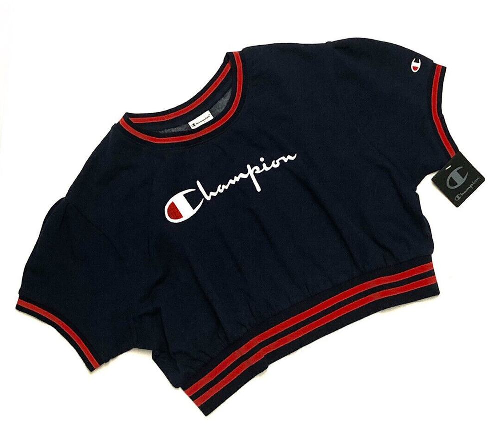 Womens Champion Crop Top Sweatshirt Short sleeve Cropped Fleece XXL 2XL 2X